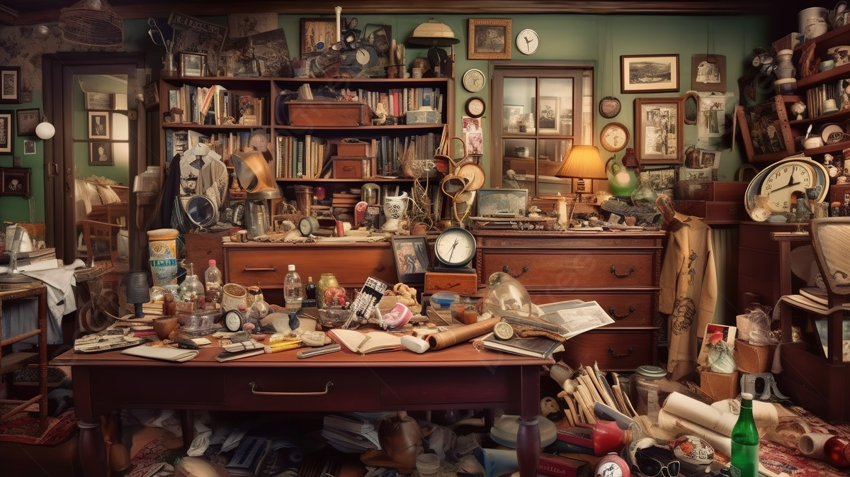 Room filled with various objects.