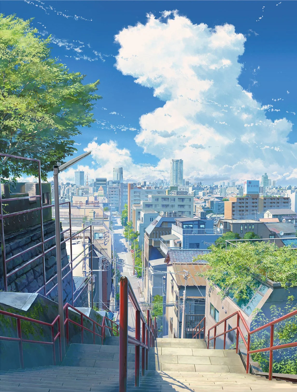 The famous Japanese stairs location from the anime movie 'Your Name'.